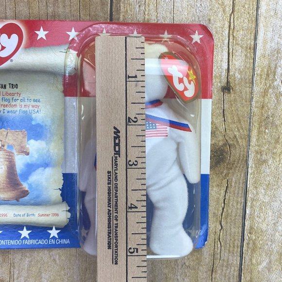TY McDonald's Beanie Baby " Libearty The Bear " 1996 Rare In Box With Errors NEW - Picture 4 of 5